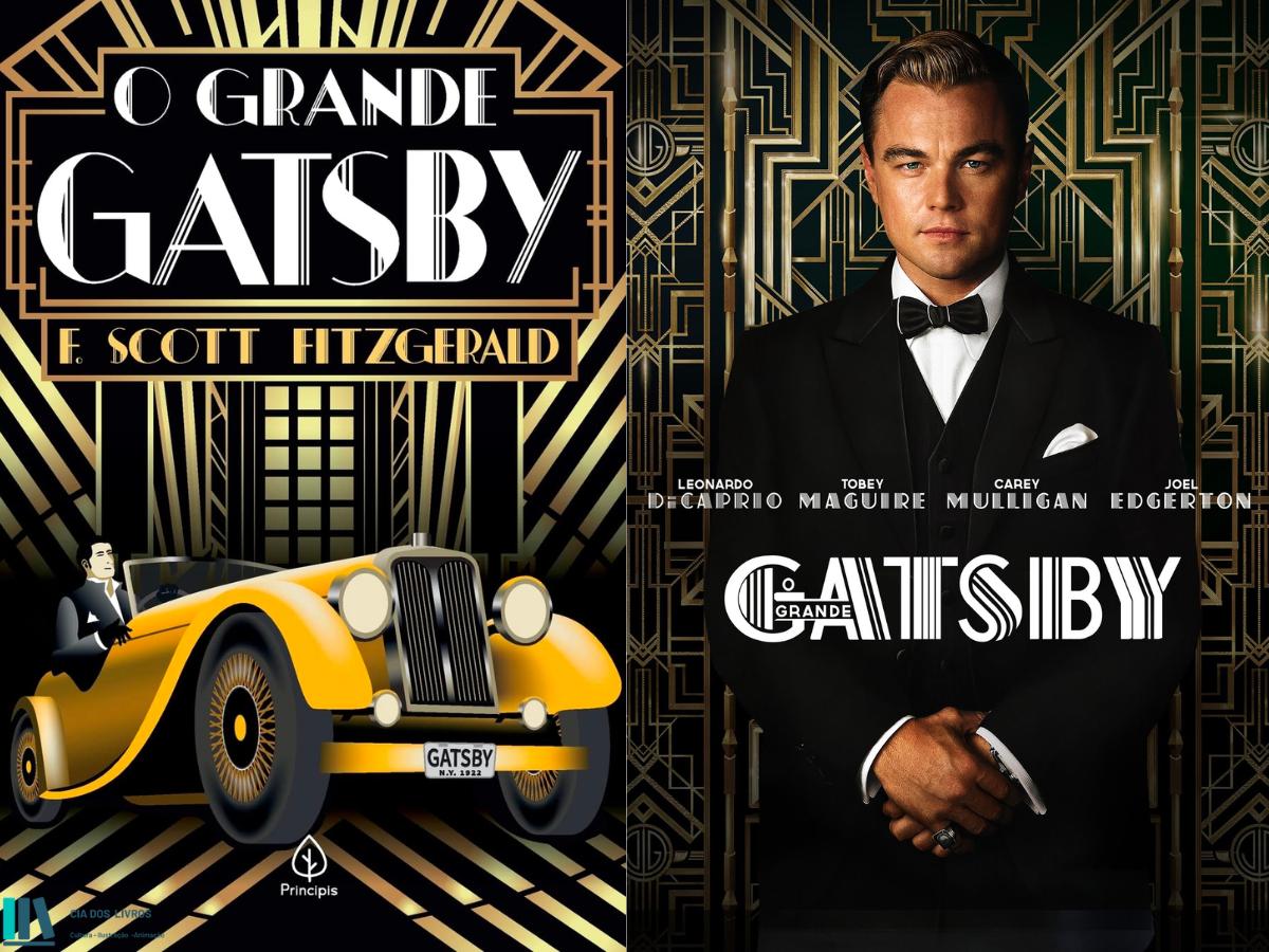 O grande Gatsby- A esquerda a capa do livro a direita a capa do filme
