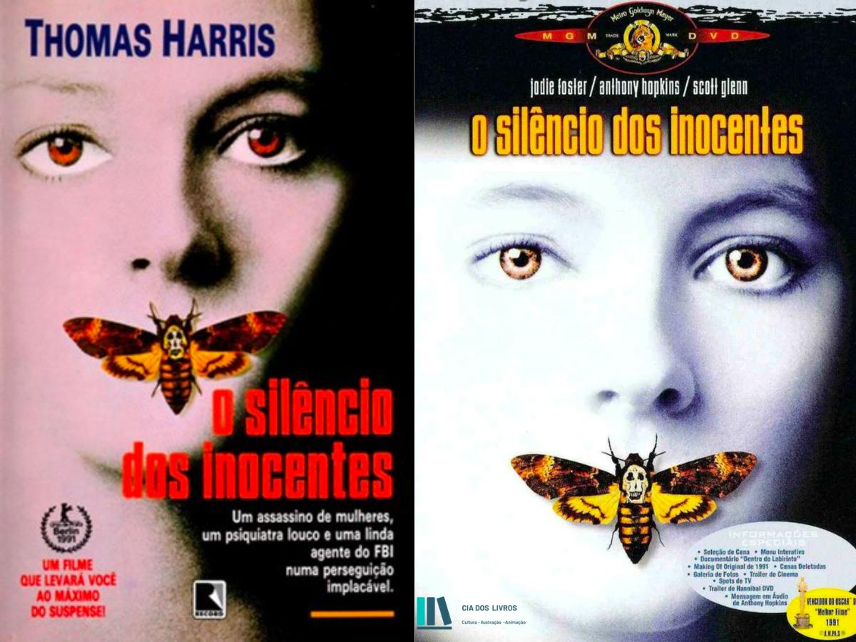 O silencio dos inocentes - A esquerda a capa do livro a direita a capa do filme