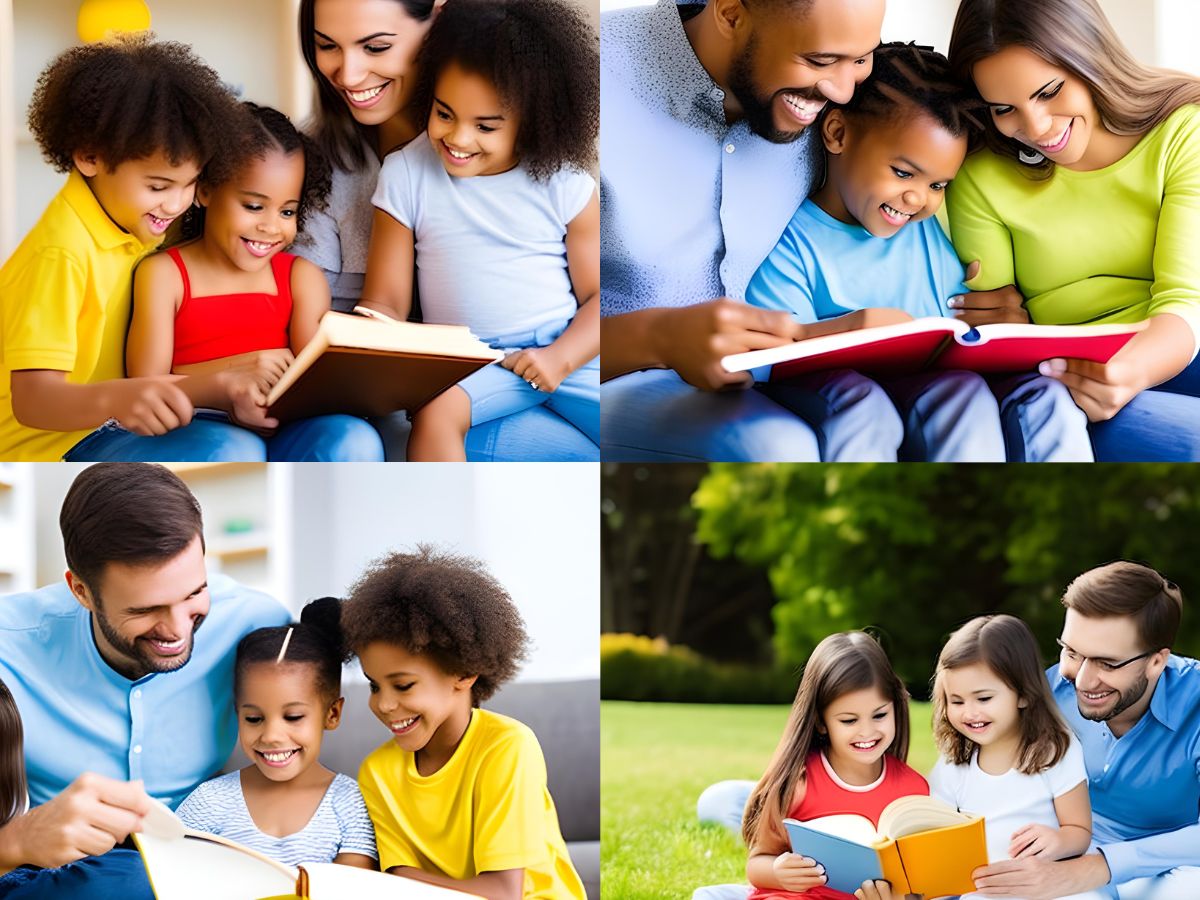 Pais e filhos lendo